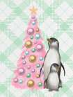 Pastel Pink Tree Penguins Plaid Art Print