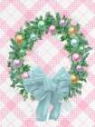 Pastel Wreath Watercolor Plaid Background Art Print