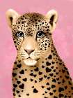 Leopard Heart Pink Background Art Print