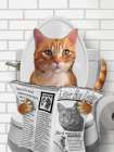 Whimsy Animals Cat On Toilet Art Print
