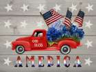 Patriotic Classic Trucks God Bless America Art Print