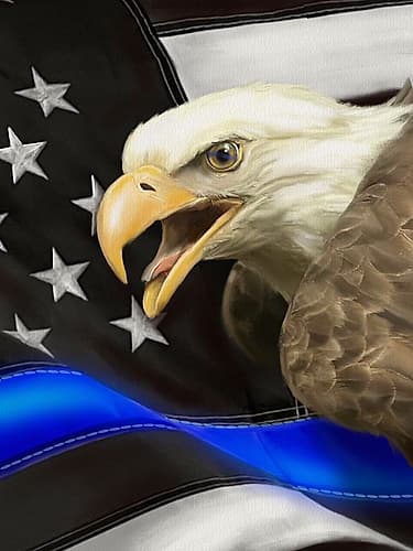 Police Blue Line Eagle Art Print