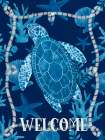 Welcome Sea Blue And White Turtle Coastal Print