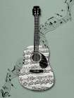 Music Guitar Cobalt Green Art Print
