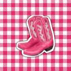Pink Plaid Cowgirl Boots Art Print