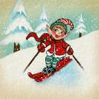 Elf Skiing Art Print