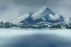 Moody Mountain Mist Art Print