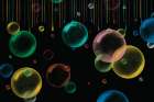 Paint Drips And Colored Bubbles On Black Art Print