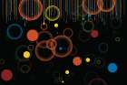 Paint Drips And Circles On Black Art Print