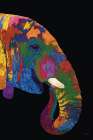 African Elephant In Full Color On Black Art Print