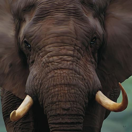 Elephant Front View Animals Print
