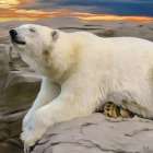 Polar Bear At Sunset Art Print