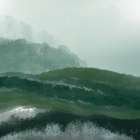 Mist In The Mountains 1 Green Art Print