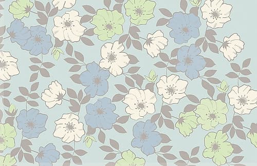 Blue Flowers and Linen Patterns Print