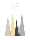 Navy Yellow Grey Mountains 2 Art Print by Urban Epiphany