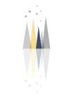 Navy Yellow Grey Mountains 3 Art Print by Urban Epiphany
