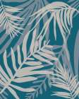 Teal and Beige Glam Leaves Art Print by Urban Epiphany