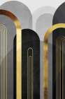Mid Century Arches Black Gold 1 Art Print by Urban Epiphany