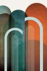 MidCentury Arches Teal Orange 2 Art Print by Urban Epiphany