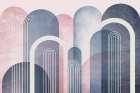 Mid Century Arches Blush Navy Art Print by Urban Epiphany