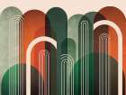 MidCentury Arches Orange Green Art Print by Urban Epiphany