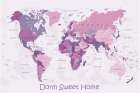 World Map Pink Art Print