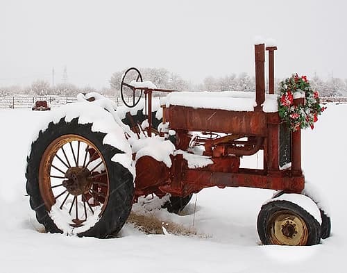 Christmas Tractor Art Print