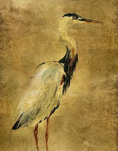 Gold Crane at Dusk I Art Print by Carol Robinson