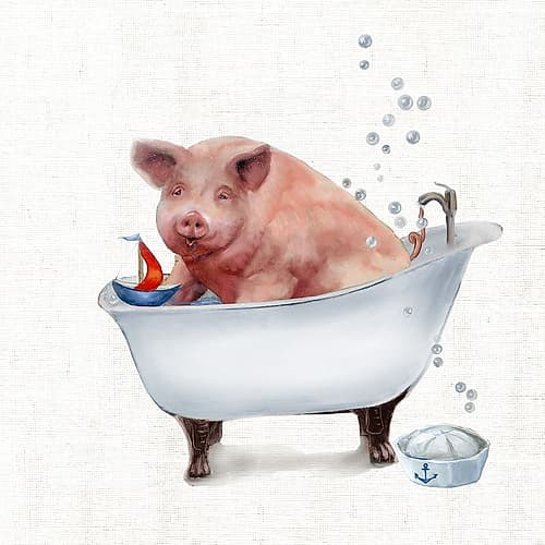 Farm Tub Pig Art Print