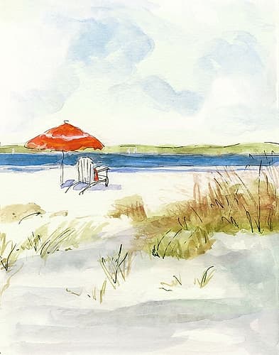 Sketchy Beach I Coastal Print