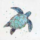 Bubbly Blue Turtle I Art Print
