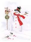 Snowman and Chickadee Friends I Art Print