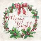 Merry And Bright Wreath Art Print by Nan