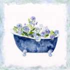 Blue Bouquet Bath I Bathroom Art Print