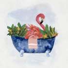 Tropical Bath Flamingo I Art Print