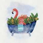 Tropical Bath Flamingo II Art Print