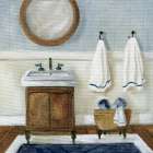Cozy Navy Bath I Art Print