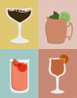Colorblock Cocktails II Art Print
