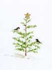 Christmas Chickadees I Minimalist Print
