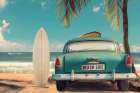 Retro Beach Art Print