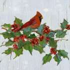 Cardinal and Holly Art Deco Print