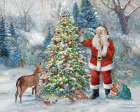 Santa Trimming Tree Art Print