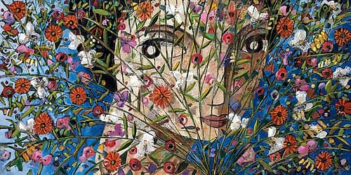 Woman and Flowers Art Print