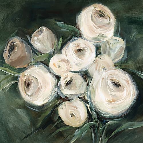 White Roses in Gentle Whirlwind Art Print by Aria K