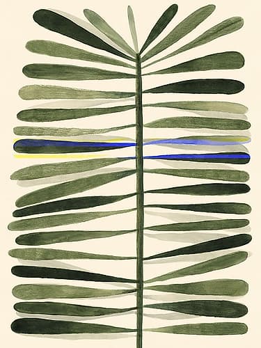 Green Leaves on Pale Canvas II Art Print by Aria K