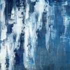 Frozen Cascade in Abstract Blue Art Print