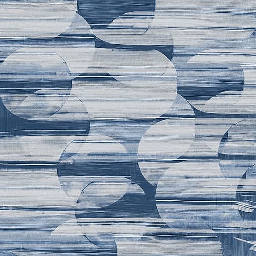 Blue Waves and Circular Patterns Art Print