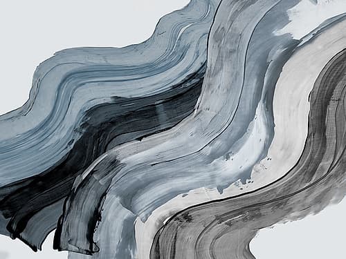 Flowing Grayscale Waves Moderne reproduction