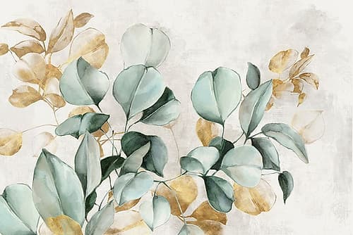Golden Green Branches Art Print