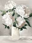 Cream Peonies in White Vase Art Print